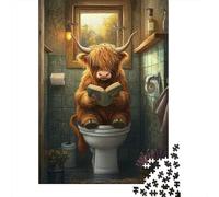Art Highland Cow Jigsaw Puzzles for Adults 500 Piece High Challenging DIY Large Puzzle Educational Toy Funny Family Games Unique Home Decor 500pcs (52x38cm)