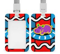 Art Hippo Heart Id Badge Holder - Retractable Badge Holders, Heavy Duty Plastic Id Card Holder with Lanyard, Waterproof Name Tag Sleeve for Nurses, Teachers, Office Professionals