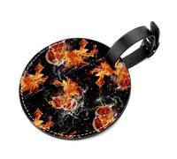 Art Hockey Fire Print Tear-Resistant Luggage Tag with Concealed Information Card