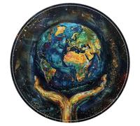 Art Holding Earth in Hands Plush Accent Rug with Non-Slip Backing for Bedroom