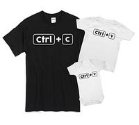 ART HUSTLE Ctrl+C and Ctrl+V Father and Baby Matching Outfits (Black and White - Mens X Large - Baby 2-3yrs T Shirt)