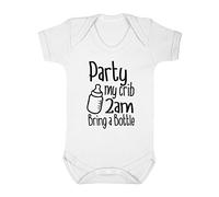 ART HUSTLE Party My Crib 2am Bring A Bottle Baby Boy Girl Unisex Short Sleeve Bodysuit (White, 6-12m)