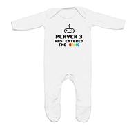 ART HUSTLE Player 3 Has Entered The Game Rompersuit for A Baby Boy Or A Girl (White - 3-6m)