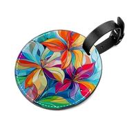 Art Illustration Abstract Flowers Tear-Resistant Luggage Tag with Concealed Information Card