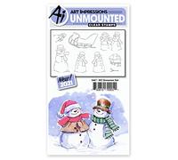 Art Impressions Watercolor Clear Stamps-Snowmen Set