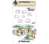 Art Impressions Watercolor Cling Rubber Stamps-Village