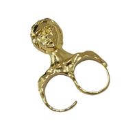 Art-Inspired Rings Jewelry Face Design Open Loop Alloy Accessory with Metallic Plated Finish for Daily Wear, Photo Looks Face Rings Jewelry Sculptural Accessory Double Loop Cocktail Art Vintage Party