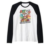 Art is My Otter Superpower Funny Teacher Student Raglan Baseball Tee