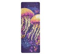 Art Jellyfish Purple yoga mats for home workout for home printed, non slip, hot yoga towel mat with bags tapete para ejercicio 71x26 inches