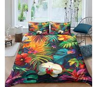 Art Jungle Duvet Cover Double（200x200cm） 3D Printing Tropical Rainforest Duvet Cover Sets Soft Microfibre Bedding Set 3 Pcs with Pillow Cases,Suitable for Boys Girls And Adults