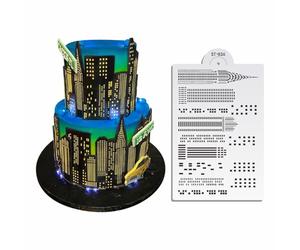 ART Kitchenware Skyscrapers Cake Stencil Wedding Cake Side Stencils Template Mold Cake Decorating Bakery Tool ST-836 Beige