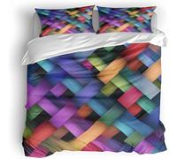 Art Knitting Bedding Set For Kids Adults,Color Super King Size Duvet Cover Sets 260×220Cm 3D Printed Soft Microfibre Polyester Comforter With Zipper Teens Quilt Cover 2 Pillowcases 50×75Cm