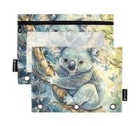 Art Koala A River Zipper Binder with Clear Window Pencil Bags Big Capacity Pencil case 3 for Office School Supplies Cosmetics Multicolored 2 PCS