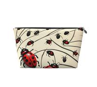 Art Ladybug Print Leather Travel Toiletry Bag for Women Travel Bag for Toiletries Cosmetic Bag Makeup Bag