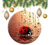 Art Ladybug Tracks Ceramic Christmas Ornaments 3 Inch Vintage Hanging Baubles with Gold String for Xmas Tree Decorations Holiday Party Yard Garden Home Decor Festive Keepsake Gift Exchange