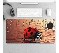 Art Ladybug Tracks Desk Pad Protector Non-Slip Gaming Desk Mat Waterproof Desktop Mat for Keyboard and Mouse Large Mousepad Smooth Writing Pad for Home Office Work(23.6 X 13.8)