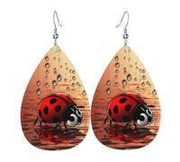 Art Ladybug Tracks Earrings, Lightweight Leather Teardrop Dangle Drop Earrings for Christmas Birthday Gift, Fashion Pendant for Women Jewelry Outfits Accessories