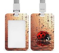 Art Ladybug Tracks Id Badge Holder with Lanyard, Clear Vertical Card Protector Waterproof, Breakaway Safety Neck Strap, Heavy Duty Name Tag Holder for Nurse Teacher Officer Staff Women Men
