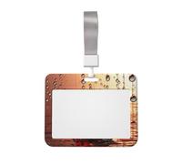 Art Ladybug Tracks ID Badge Holder with Lanyard Horizontal Hard Plastic ID Card Case with Clear Window, Waterproof Work Badge Sleeve Fashion Card Protector Pouch for Women Men