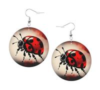Art Ladybug Tracks Leather Round Earrings Daily Accessories Working At Work Women'S Fashion