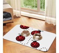 Art Ladybug Tracks Patterned Pet Feeding Mat with Water-Absorbing PU Top & Rubber Base - Anti-Slip Dog Cat Food Mat for Cats, Dogs & Pets, 40x60cm