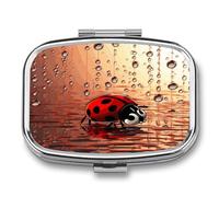 Art Ladybug Tracks Pill Case 2 Compartment Metal Small Pill Box Travel Pill Organizer Portable Medicine Container Mini Daily Medication Holder for Vitamin Container Fish Oil