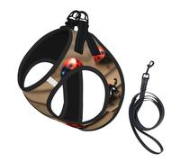 Art Ladybug Tracks Print Dog Harness Leash Set Reflective Pet Harness Puppy Vest Suitable Dogs Cats Small Breeds