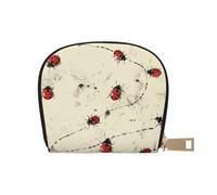Art Ladybug Tracks print Print Coin Purse Wallet for Men&Women, Cute Leather Credit Card Holder Zipper Mini Pouch Change Purses, White, One Size, Coin Purse