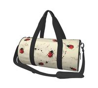 Art Ladybug Tracks Print Print Travel Duffel Bag Large Foldable Round Travel Carry on Bag with Adjustable Shoulder Strap for Weekender Overnight Flight Hospital Sports
