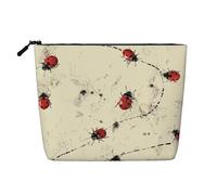 Art Ladybug Tracks Print Printed Make up Bag Linen Toiletry Bag Personalized Travel Makeup Cosmetic Bag for Women Mom