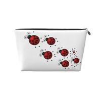 Art Ladybug Tracks Print Toiletry Bag - Travel Makeup Storage Bag, Cosmetic Bags, Pu Leather Waterproof Lightweight Make Up Pouch Organiser for Girls, Women, and Men