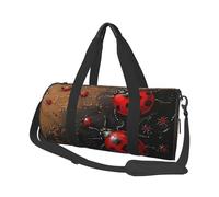 Art Ladybug Tracks Print Travel Duffel Bag Large Foldable Round Travel Carry on Bag with Adjustable Shoulder Strap for Weekender Overnight Flight Hospital Sports