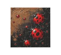 Art Ladybug Tracks Printed Square Jigsaw Puzzle 12.8x12.8 CM, Puzzle Challenging Game for Adults Gifts, Family Fun Decorative Wall Decor