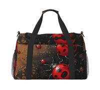 Art Ladybug Tracks Printed Travel Duffel Bag, Large Capacity Carry On Hand Luggage Weekend Bag for Women Men Gym Weekend