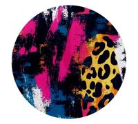 Art Leopard Animal Skin Pattern Round Mouse Pad, Mousepad with Non-Slip Rubber Base, Computer Gaming Pads for Wireless Mouse, Easy Gliding
