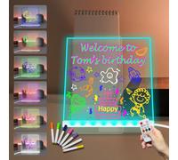 Art Light up LED Message Board with 7 Color Lighting Dimming Acrylic Dry Erase Board with colors 5.91×5.91 Inch Illuminated Wordpad Desktop Table Lamp with Remote Control for Child Home Festival Decor