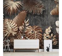 Art Line Golden Tropical Plant Leaf 3D Wallpaper Easy Install Feature Office Living Room Sofa Bedroom TV Background Wall Decoration-350cm×256cm