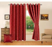 Art Lines Metallic Gold Foil Red Geometric Lattice Curtains Pair Thermal Blackout Eyelet Ring Top Window Drapes 2 Panel Set Decorative Foil Print Curtain for Bedroom Living Room W 66" x L 72"
