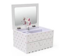 Art Lins Bella Unicorn Jewelry Box for Girls and Teens - Wooden Music Box With Sparkling Polka Dots - Charming Room Decor and Childhood Memories Keepsake - Birthday Gift (White)
