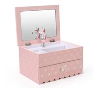 Art Lins Bella Unicorn Jewelry Box for Girls and Teens - Wooden Music Box With Sparkling Polka Dots - Charming Room Decor and Childhood Memories Keepsake - Birthday Gift (Pink)