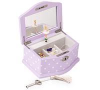 Art Lins Elle Ballerina Music Jewelry Box with Lock, Wooden Keepsake Box with Wind Up Music Swan Lake, Small (Lavender)