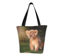 Art Lion Fashion Canvas Tote Bag With All Over Print Design,Large Reusable Shopper Tote With Double Handles,Beach Tote, Weekend Bag