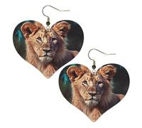 Art Lion Leather Earrings for Women Heart Earrings Lightweight Dangle Drop Earrings Cute Jewelry Gift