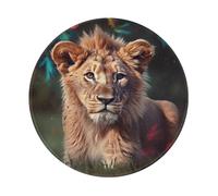 Art Lion Mouse Pad with Anti-fray Stitching, Waterproof Gaming Mouse Mat for Men Women Non-Slip Rubber Base Round Computer Mousepad for Office Desk Accessories 8in