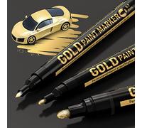 Art Liquid Gold Chrome Markers, KERIFI Reflective Gloss Metallic Chrome Marker Set, Supper Golden Mirror Marker Permanent, Touch Up Repair Paint Pen for Model Metal Plastic Glass DIY Craft (0.7/1/3mm)