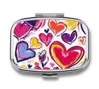 Art Love Heart Pattern Travel Pill Organizer with Mirror