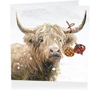 Art Marketing Charity Christmas Cards - Christmas Coo Highland Cow - Eco-Friendly and Recyclable - Pack of 6 Cards