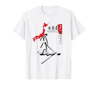 Art Martial - Aikido "JO" with Red Map of Japan T-Shirt