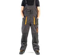 ART.MAS Classic Bib and Brace Dungaree Overalls, Pro Wear Workwear, S-3XL Size - Multipockets, Pocket For Knee Pads, Durable Triple Stitched Seams, 2 colors (34/36-52EU, Grey-Orange)