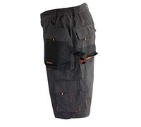 ART MAS Classic Men's Trade Summer Protective Short Work Pants for Men Safety Shorts Elasticated Waist (36W / XL / EU52, Dark Grey with Orange Inserts)